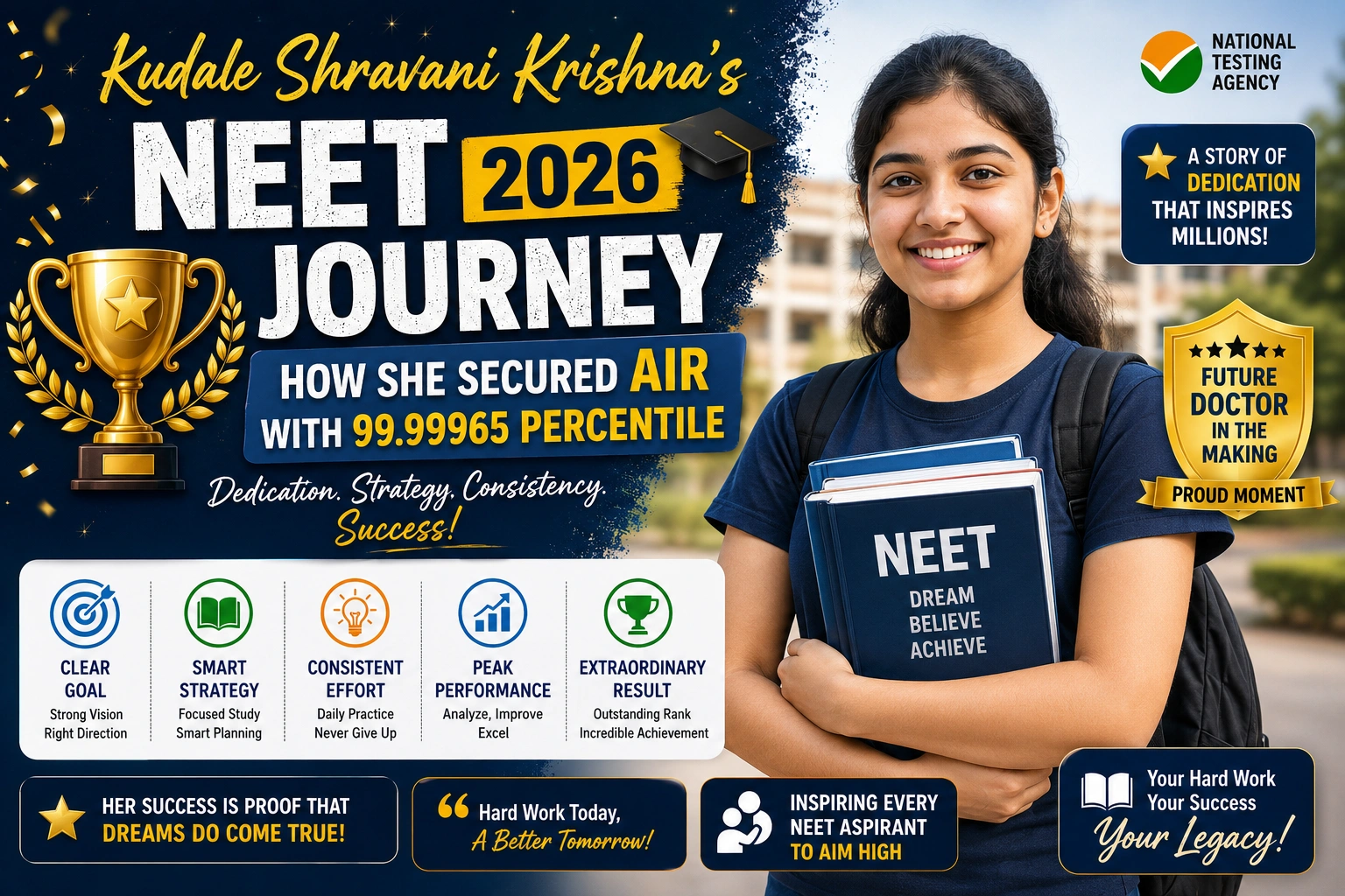 Kudale Shravani Krishnas NEET 2026 Journey-How She Secured AIR 5 with 99.99965 Percentile